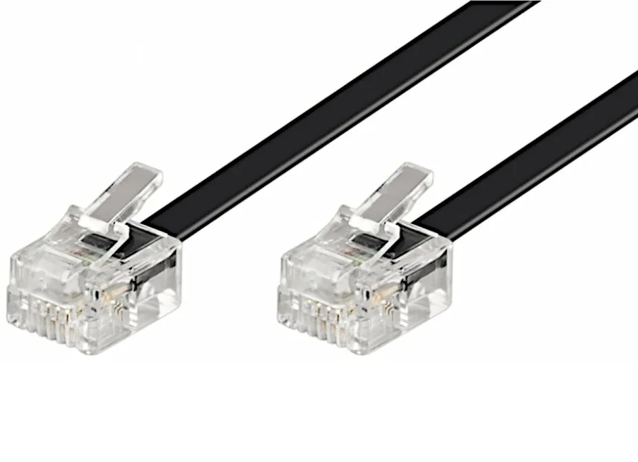 RJ11-RJ11 kabel, 50cm, KRYDSET, SORT | B2C